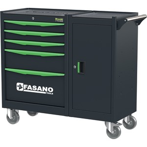 Armoire à outils roulante Fasano Tools à 5 tiroirs avec porte et roulettes pour la réparation automobile - Product Image 1