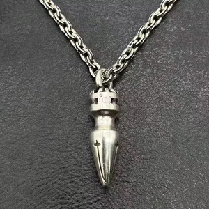 Chro Heart Cross Pendant <strong>Charm</strong> Necklaces Men Women Copper <strong>Silver</strong> Plated Vintage Link Chain Trendy Fashion Hip-hop Gift Wholesale - Product Image 2
