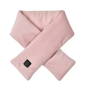 Soft Skin Friendly Chargeable Girls Boys Furry Heating Neck Solid Color Cotton Scarves Wrap Winter Warm USB Heating Scarf