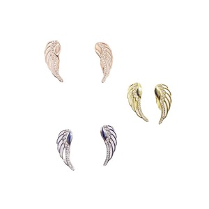 Angel Wings <b>Stud</b> <b>Earrings</b> Golden Silver Rose Gold Zirconia Channel Setting Party Fashion Jewelry - Product Image 5