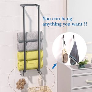 Porte-serviettes mural en métal à 4 barres, étagère de rangement, design minimaliste pour salle de bain - Product Image 2