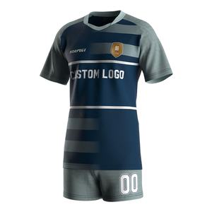 Ensemble de maillot et short de rugby pour homme de luxe, design respirant à col en V, séchage rapide - Product Image 1