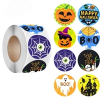 Rouleau d'étiquettes autocollantes pour emballage, approvisionnement direct usine, autocollants de fêtes, rouleau d'autocollants d'Halloween