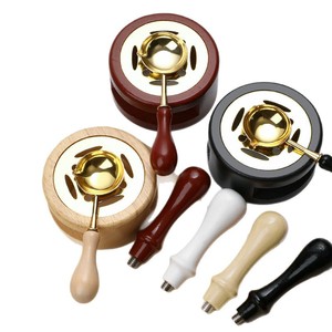 Fourneau à cire à cacheter en bois avec manche de cuillère et accessoires de sceau pour la décoration de sceaux en cire - Product Image 5