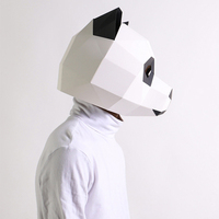 Wholesale Environmental Friendly Halloween Paper Animal Masks Realistic Cosplay Party Cartoon Panda Mask Headgear