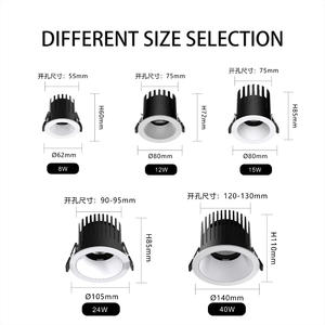 PULUOTI Modern 55mm 8W LED Foco empotrable Iluminación interior Lámpara redonda ajustable hacia abajo Nuevo diseño con aluminio negro - Product Image 3