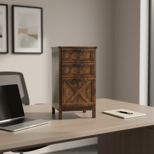 <b>Rustic</b> Wooden 3 Drawer Filing <b>Cabinet</b> Office Furniture Commercial Use - Product Image 2