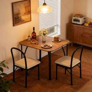 Cross-border retro <b>small</b> apartment home dining table set, creative upholstered seat <b>cushions</b> and backrest chairs, modern - Product Image 1