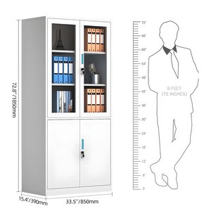 Armoire de rangement en métal de haute qualité avec portes, étagères réglables, armoire à dossiers en acier verrouillable pour l'école, la maison, le bureau - Product Image 4