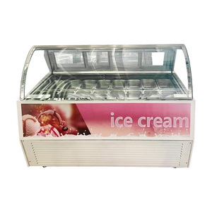 <span class=keywords><strong>Porte</strong></span> <span class=keywords><strong>coulissante</strong></span> d'affichage commercial 10/12/16/18 casseroles vitrine de crème glacée italienne réfrigérateur réfrigérateur congélateur - Product Image 2