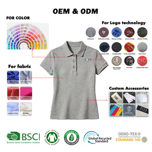 Chemises <span class=keywords><strong>polo</strong></span> pour femmes, design personnalisé OEM, logo brodé, légères, respirantes, en coton, manches courtes, décontractées, pour le travail - Product Image 1