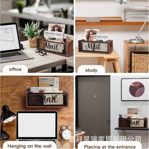 Wooden Wall Mounted <b>Mail</b> Organizer 3.93In X 1.69In Rectangle Desktop Storage <b>Box</b> For Envelope Card Organization - Product Image 3