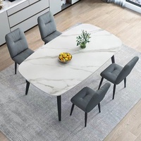 Table à manger moderne et simple de luxe léger avec plateau en roche, pour appartement et maison, avec chaises