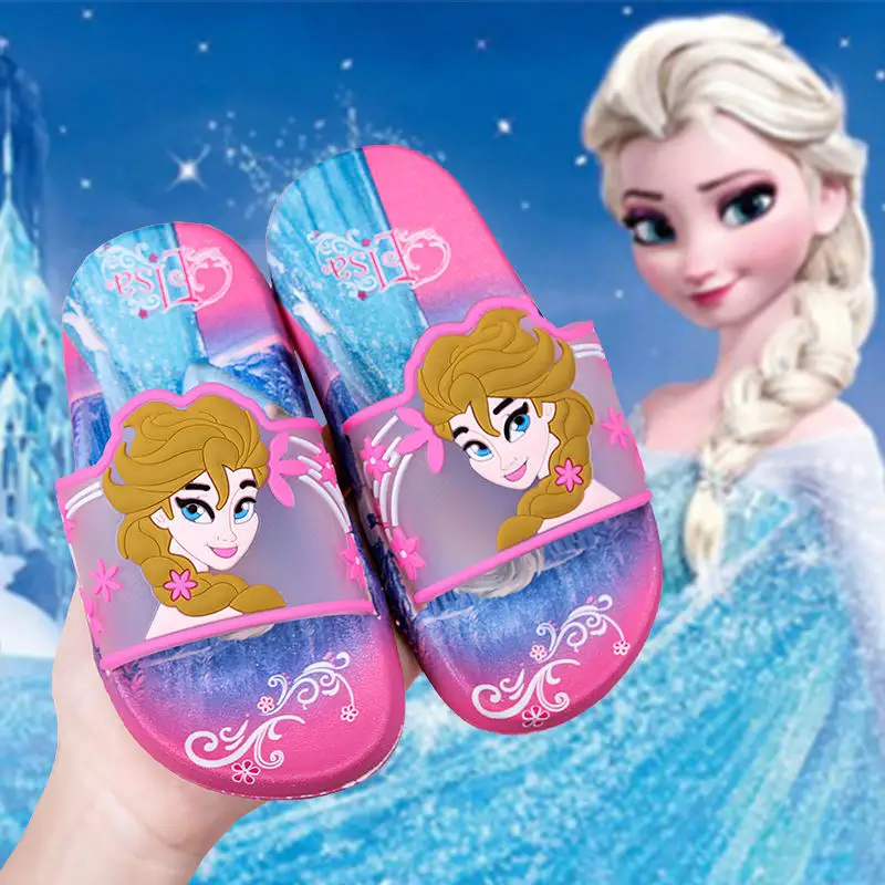 รองเท้าแตะบ้านลายการ์ตูนโซเฟียสำหรับเด็กผู้หญิง,รองเท้าแตะเดินชายหาดรองเท้ากันลื่นระบายอากาศได้ดีลายเจ้าหญิงสีขาวหิมะสำหรับฤดูร้อน