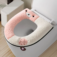 A0088 Ensemble de tapis de toilette en peluche imperméable et chaud avec poignée en forme de patte d'ours, couleur universelle assortie, sans couche intermédiaire