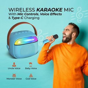 Altoparlante Karaoke Portatile per Bambini con 2 Microfoni, RGB, Modificatore di Voce e Bluetooth - Product Image 3