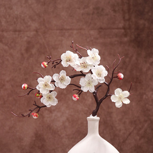 Composition florale décorative de fleurs de prunier artificielles, style chinois moderne, pour entrée, hiver, zen, bureau, salle de thé, ornement - Product Image 6