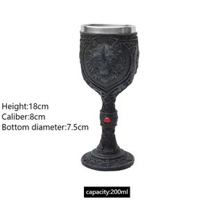 Copa de resina Medieval personalizada MAA32 3D cabeza de Lobo negro taza de resina películas SERIE DE TV mismo estilo <span class=keywords><strong>whisky</strong></span> copa de vino - Product Image 2