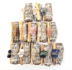 Wholesale Bulk California White Sage And Palo Santo Smudge Stick With Crystals Used For Healing And Purification