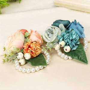 Demoiselle d'honneur témoin Corsage mariage boutonnière fleurs poignet Corsage broche boutonnière boutonnière boutonnière hommes Bracelet de mariage - Product Image 3