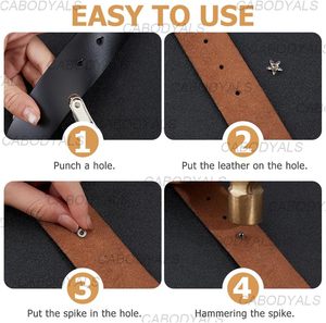 CABODYALS Pcs MM Iron Silver Star Studs <b>Leather</b> Metal Buckle Button Stud Stars Shape Spikes Tubular <b>Rivets</b> Set For Leathercraft - Product Image 6