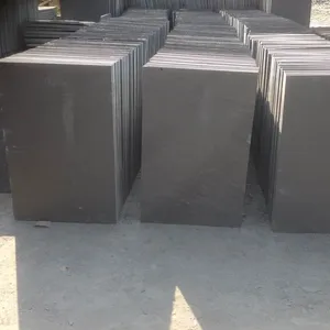 Batu Tulis Hitam Dipotong untuk Ukuran Lantai Ubin Outdoor Paving Ubin Batu Mosaik Dinding Panel 1-2Cm Ketebalan untuk Berkebun