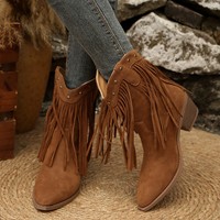 Bottes pour femmes à bout pointu, nouvelles bottes en daim cloutées, grande taille, talons hauts, bottes tendance, bottes western