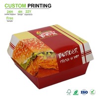 Boîte à poulet personnalisée avec impression photographique rouge et jaune, certifiée Halal, pour restaurant Halal, en carton finition brillante