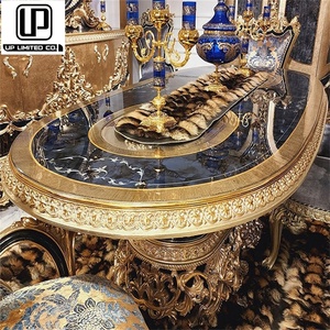 Factory Manufacturing Nordic Stylistic Luxury Villa <b>White</b> and Gold Extra Large <b>Round</b> <b>Dining</b> <b>Table</b> Set for 8 Extra Large <b>Dining</b> T - Product Image 1