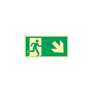 Panneau d'urgence DIN EN ISO 7010 L297xW148 mm voie de sortie d'urgence, droite vers le bas plastique - Product Image 1