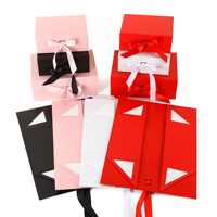 Boîte à rabat pliable en carton recyclable avec logo personnalisé, emballage personnalisé, boîte cadeau magnétique avec ruban