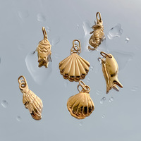 Breloques en acier inoxydable EManco pour la fabrication de bijoux, thème animaux marins pour enfants : coquillages, queues de poissons, hippocampes japonicus