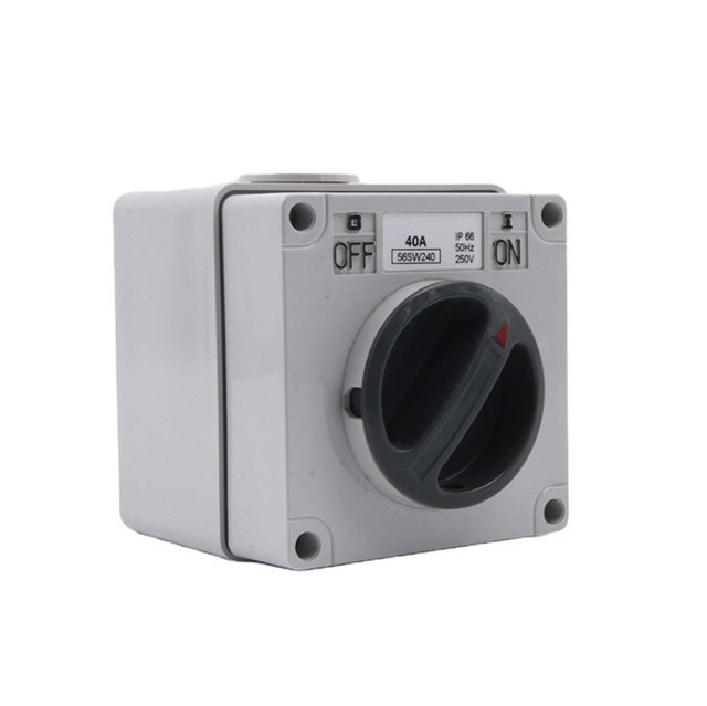 56SW240 IP66 Waterproof Switch 40A 250V Industrial Surface Mount Weatherproof Rotary Isolator Switch Box for Outdoor Power