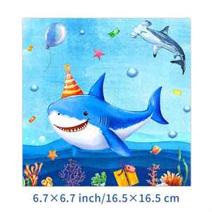 Assiettes et gobelets en papier jetables personnalisés sur le thème des requins colorés pour les anniversaires d'enfants, fournitures de fête en gros - Product Image 5