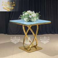 Nouveau design en acier inoxydable pour décorer le socle d'anniversaire Table rectangulaire pour gâteau de mariage élégant