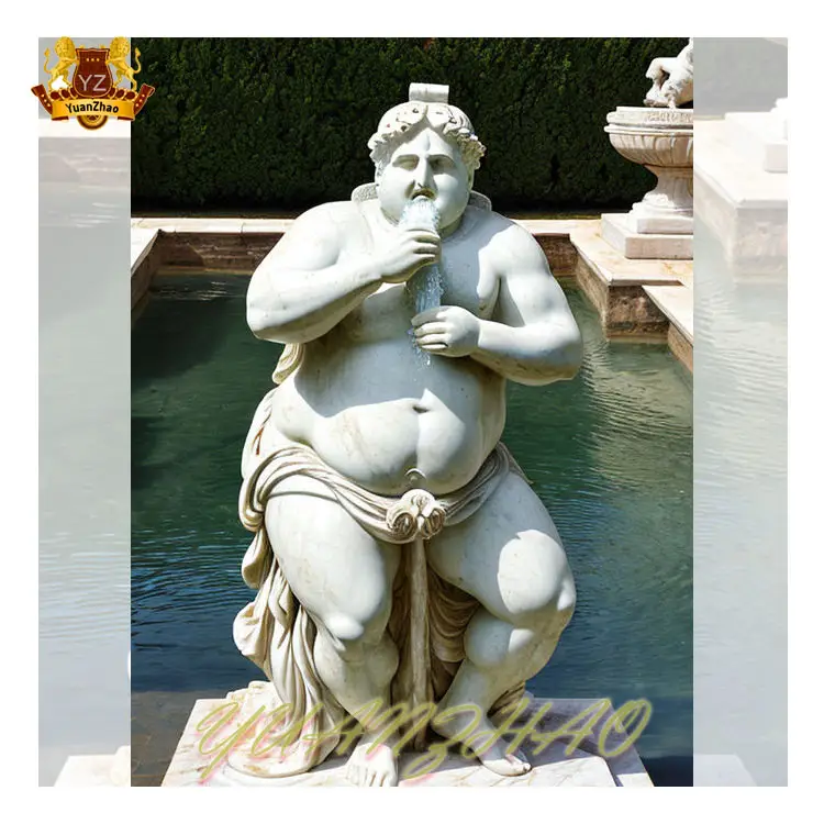 Tamaño natural paisaje natural piedra tallada hombre gordo estatua de mármol tallada a mano decoración de jardín moderno Gran escultura de hombre gordo