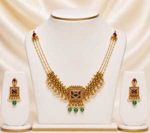 Gold Plated Trendy Moissanite <b>Necklace</b> and Earring <b>Set</b> with Pear Cut Imitation <b>Pearl</b> for Women's Wedding - Product Image 6