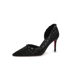 Novedad Otoño 2025: Zapatos de tacón de aguja negros para mujer, sin cordones, con punta, peep toe, corte bajo lateral, tacón de 8 cm y hebilla. - Product Image 5