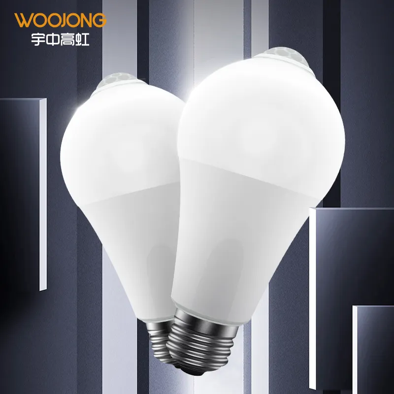 Woojong Dag Nacht Motion Radar Sensor Infrarood Lamp Licht E27 B22 Inductie Lamp 9W Binnenverlichting