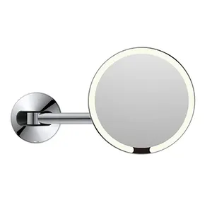 Khách sạn treo tường phòng tắm Gương LED ánh sáng có thể sạc lại Vanity gương 9 inch Vòng 1x-5x Magnifying với 3 watts