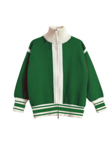 Tùy Chỉnh OEM ODM Thiết Kế Mới Của Phụ Nữ Khối Màu Đan Cardigan Với Dây Kéo Tương Phản Sọc Áo Len Cardigan - Product Image 3