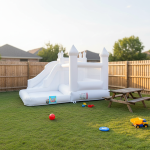 Alquiler para Fiestas, <span class=keywords><strong>Castillo</strong></span> Inflable Blanco <span class=keywords><strong>de</strong></span> Lujo, Mini/Mediano, con Tobogán, para Bodas, 13'X13', para Adultos, Superventas - Product Image 3