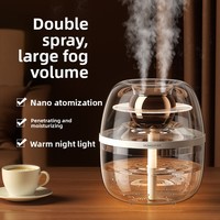 Humidificateur USB en cristal entièrement transparent, capacité de 2,6 à 4 L, fonctionnement silencieux, forte production de brume, fonction d'oxygénation pour la maison et le bureau