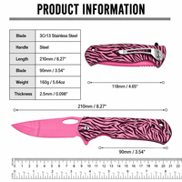 Bulk levering stijlvolle roze 3D geprinte vouwmes voor vrouwen meisjes outdoor EDC tool kampeer fruitmes volledig aanpasbaar