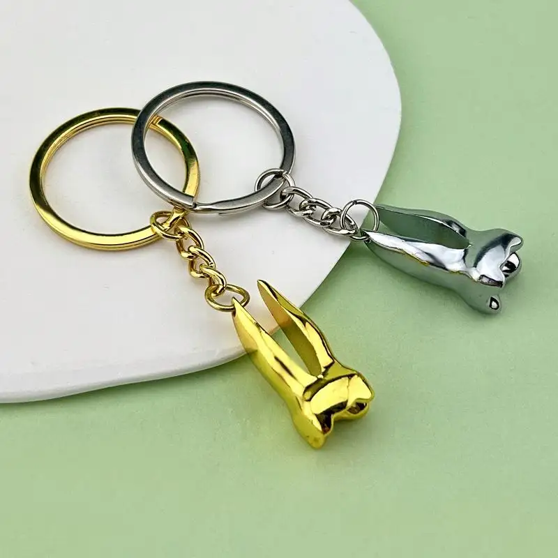 Gros dentiste porte-clés dentaire molaire dent porte-clés simulé 3D métal outil dentaire pince dentaire dentiste cadeau porte-clés