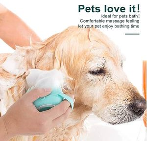 Soft Silicone <b>Pet</b> Bath Massage <b>Brush</b> Grooming Scrubber Hair Remover Cleaning <b>Brush</b> for Dogs and Cats - Product Image 2