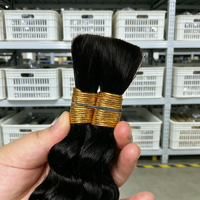 Extensions de cheveux en vrac Deep Wave, couleur noir naturel, 100% cheveux humains naturels bruts, donneur unique, texture ondulée