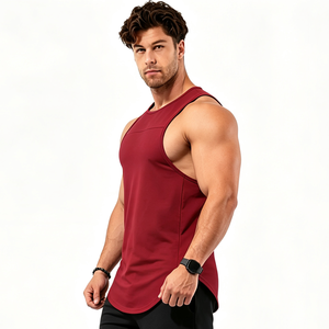 Débardeur de sport pour homme à ourlet en arc, séchage rapide, en polyester et coton - Product Image 4