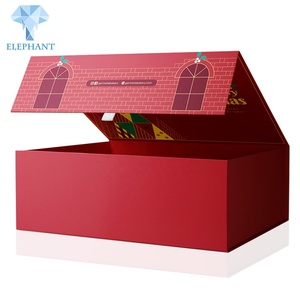 Caja de Regalo de Papel Rígido con Forma de Libro Navideño Rojo de Lujo, Caja de Regalo Magnética Plegable Personalizada - Product Image 2