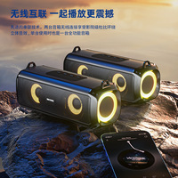 Nouveau caisson de basses portable sans fil avec lumières LED - Haut-parleur extérieur basse fréquence avec emplacement pour carte